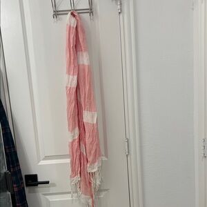 Striped Pink and White Scarf